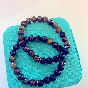 gold tiger eye and matte agate